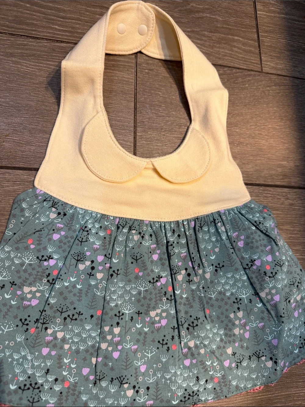 Kids Floral Bibs  baby girl - Cream with Pink and Teal Accents 2 bibs